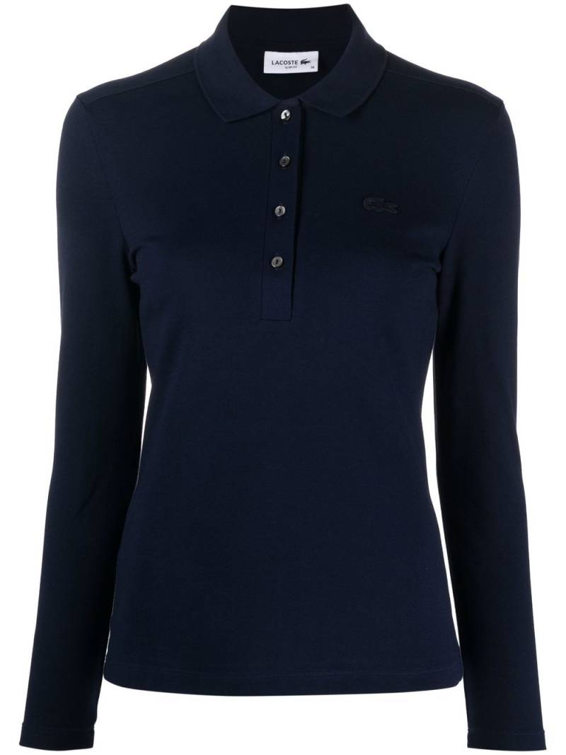 Lacoste logo-patch long-sleeve polo shirt - Blue von Lacoste