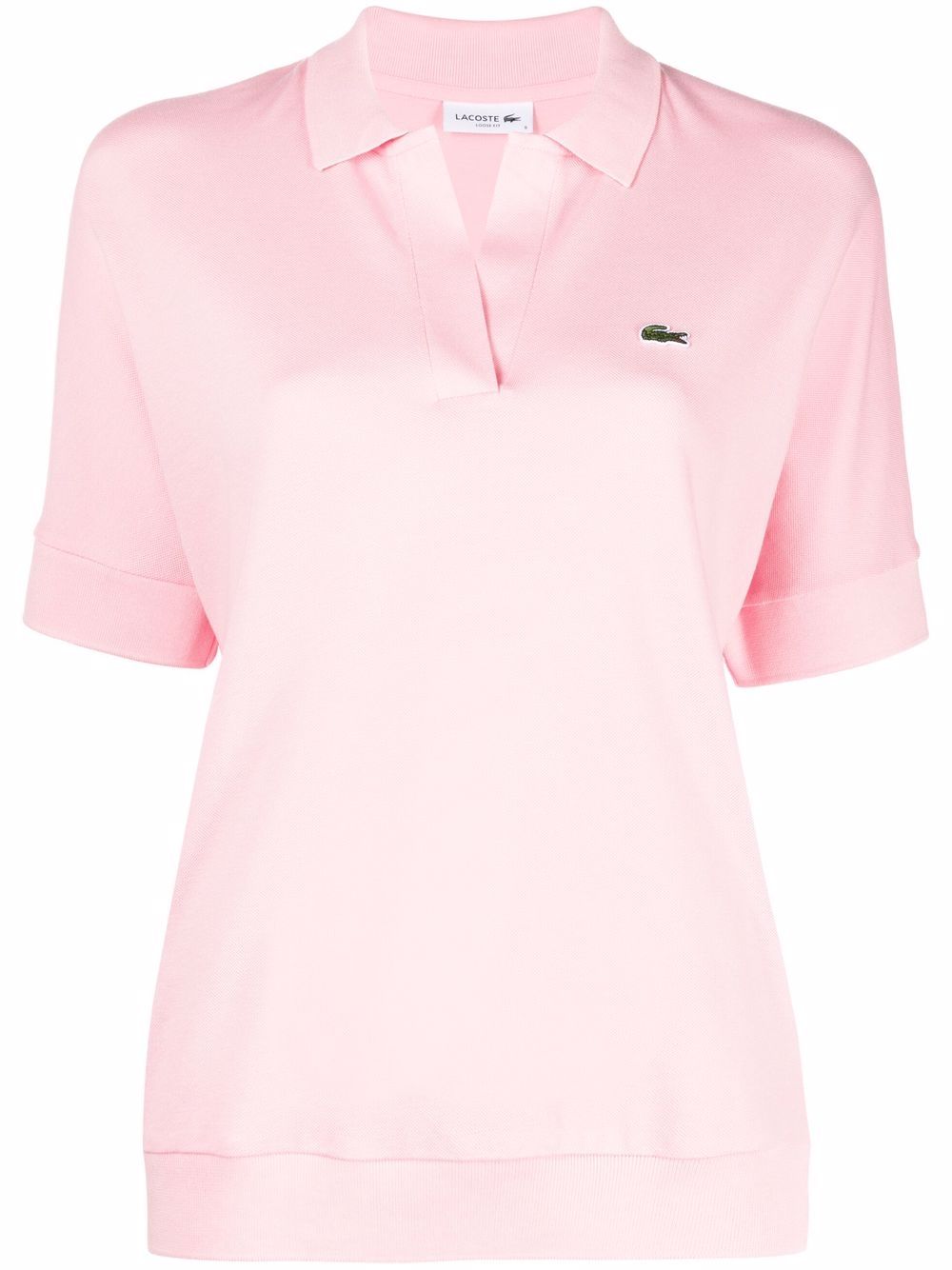 Lacoste logo-patch short-sleeve polo shirt - Pink von Lacoste