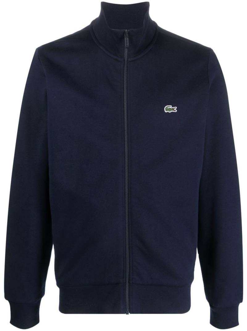 Lacoste logo-patch zip-up cardigan - Blue von Lacoste