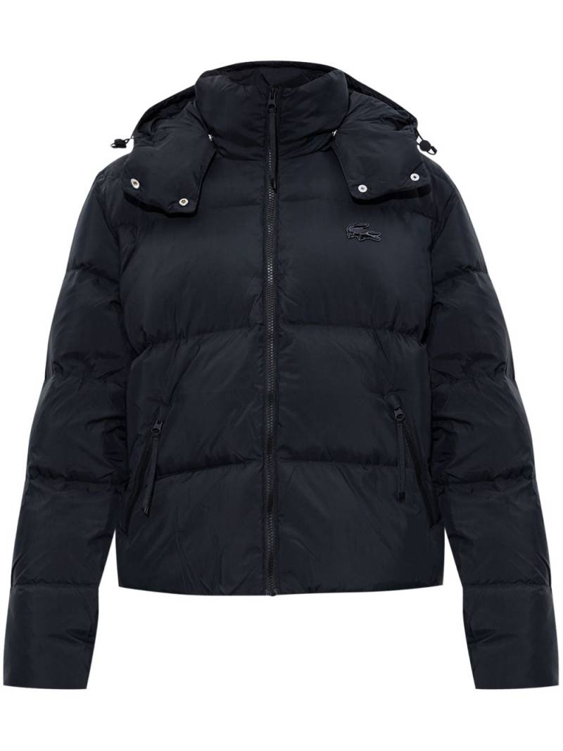 Lacoste logo-plaque hooded puffer jacket - Black von Lacoste