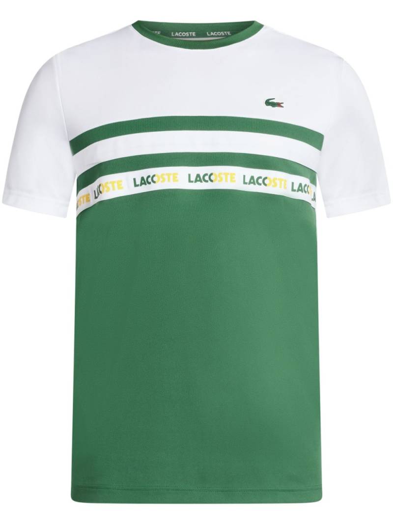 Lacoste logo-trim striped T-shirt - Green von Lacoste