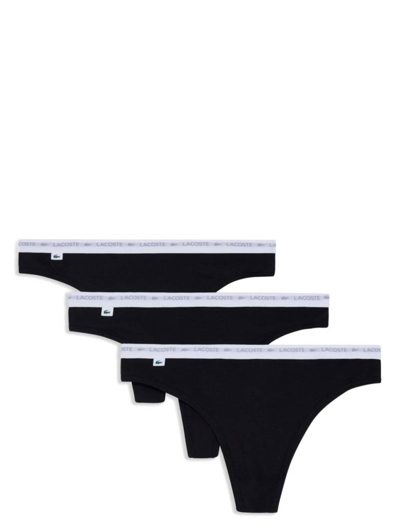 Lacoste logo-waistband thong (pack of three) - Black von Lacoste