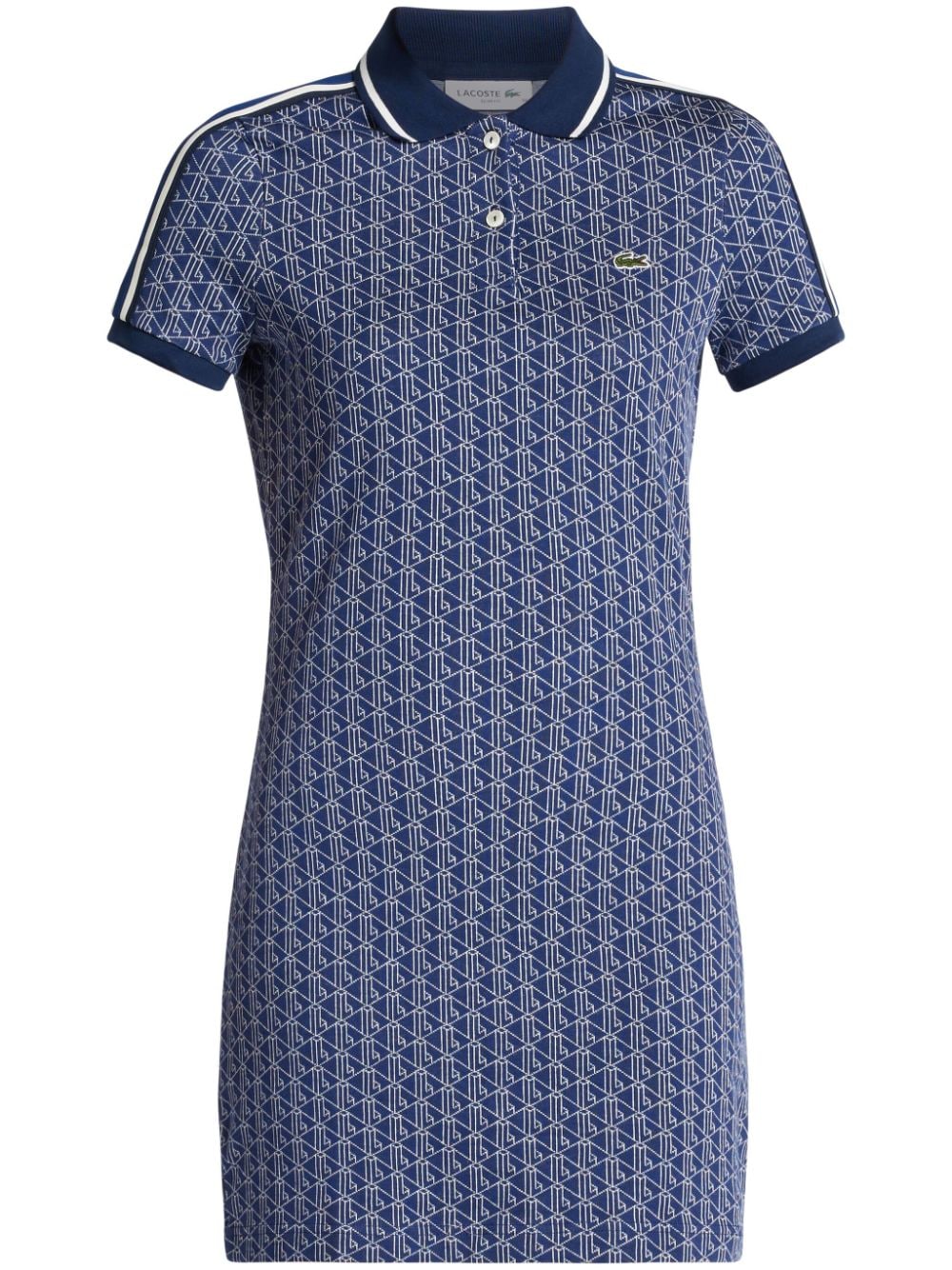 Lacoste monogram-jacquard cotton minidress - Blue von Lacoste