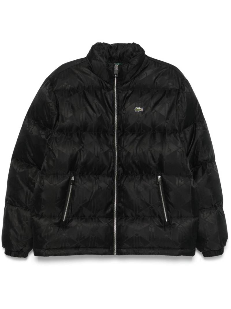 Lacoste monogram-jacquard waterproof jacket - Black von Lacoste