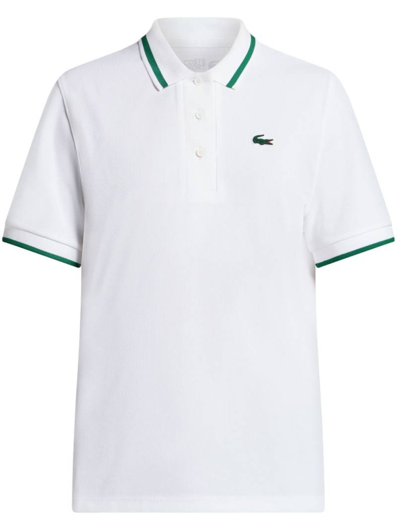 Lacoste stripe-collar UV-protective tennis polo shirt - White von Lacoste