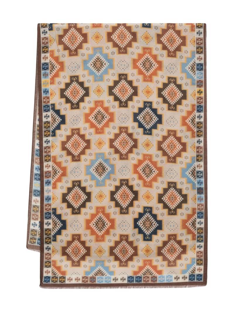 Lady Anne patterned-intarsia wool scarf - Brown von Lady Anne