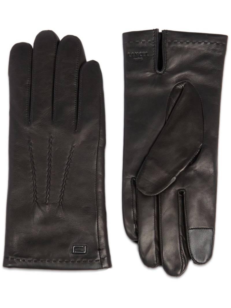 Lancel Sellier logo-stamp lather gloves - Black von Lancel