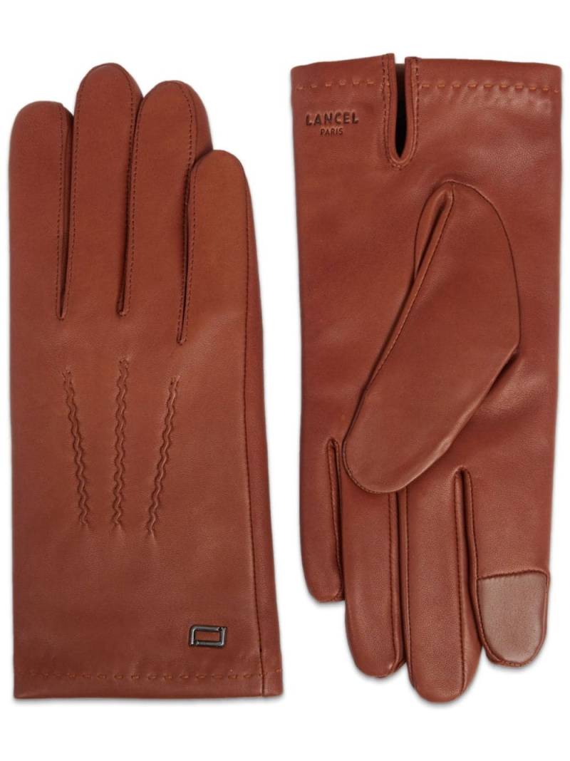 Lancel Sellier logo-stamp lather gloves - Brown von Lancel