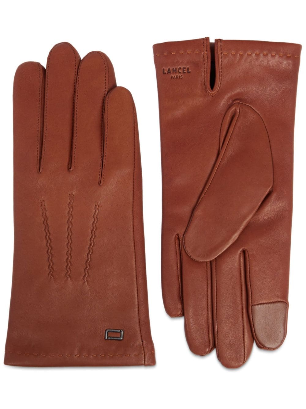 Lancel Sellier logo-stamp lather gloves - Brown von Lancel