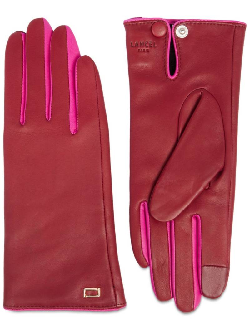 Lancel contrast-trim leather gloves - Red von Lancel