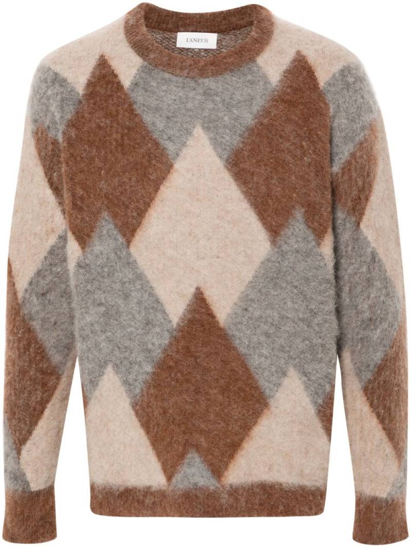 Laneus argyle crew-neck sweater - Brown von Laneus