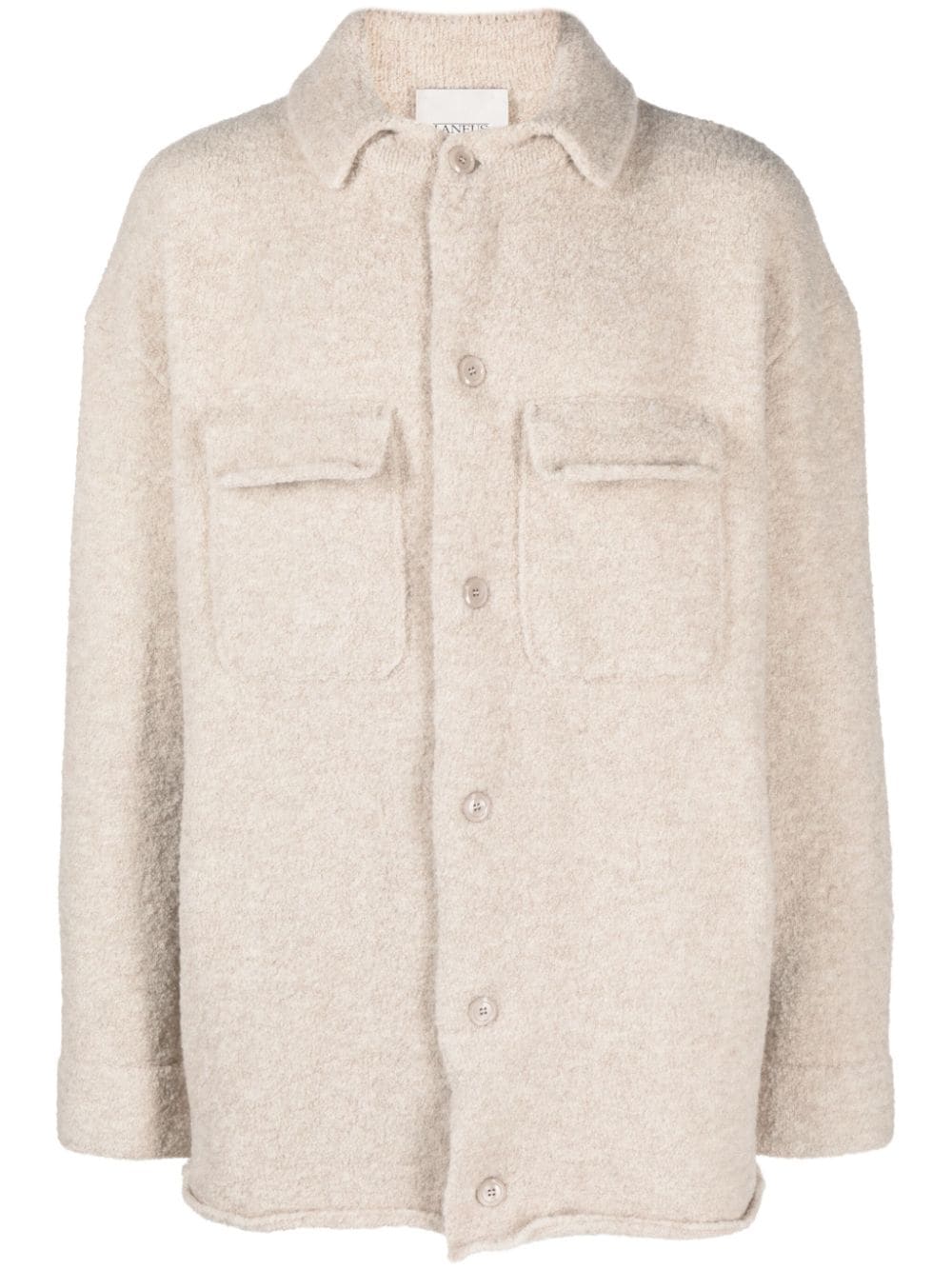 Laneus bouclé-effect button-up overshirt coat - Neutrals von Laneus