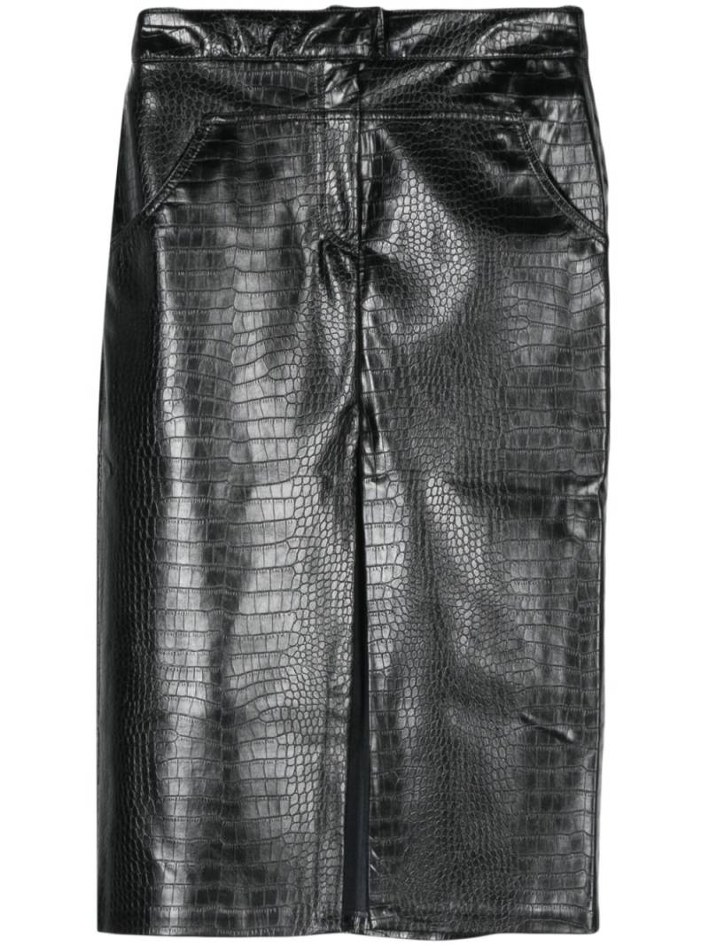 Laneus croc-embossed midi skirt - Black von Laneus