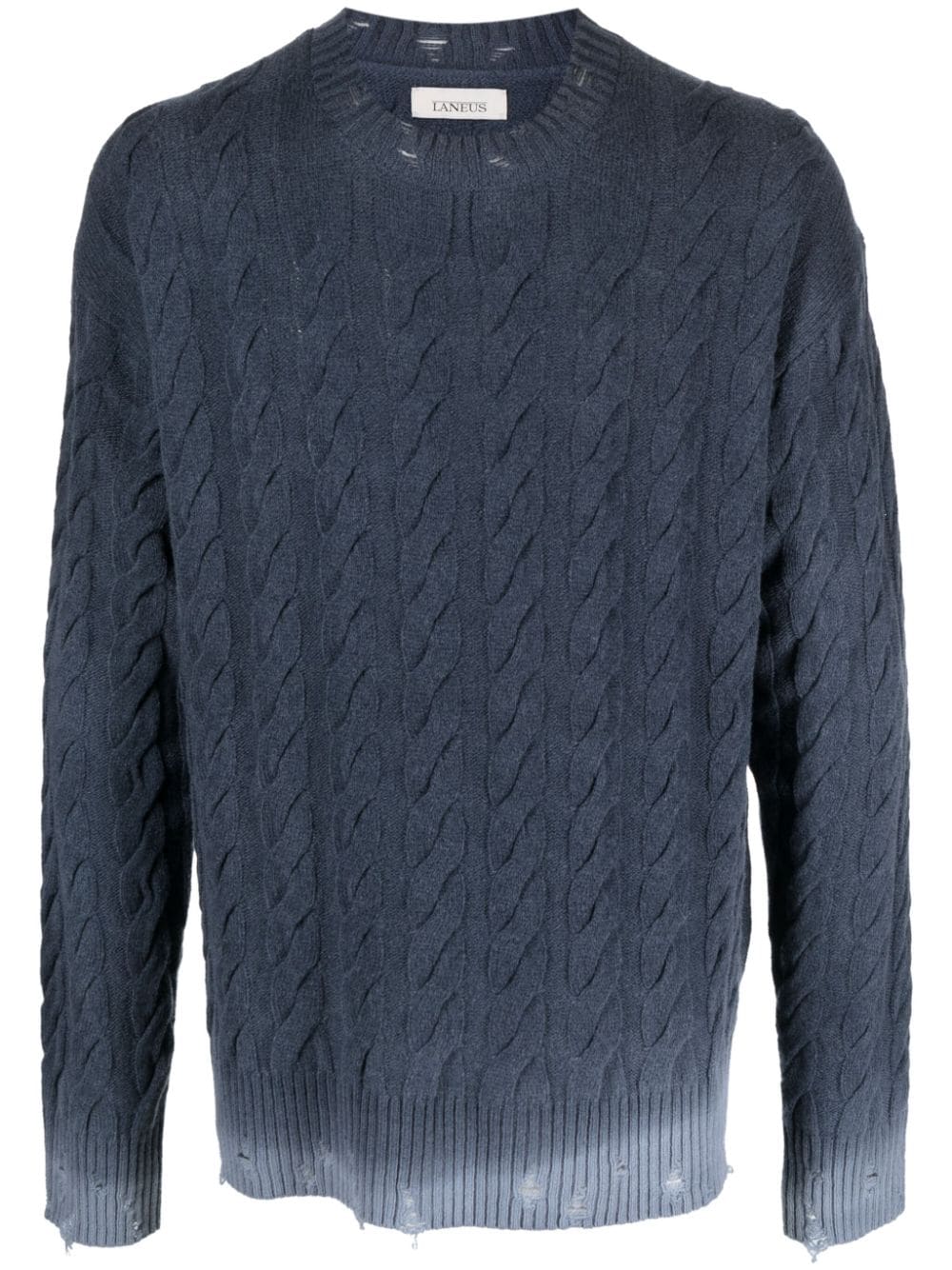 Laneus distressed cable-knit cashmere jumper - Blue von Laneus