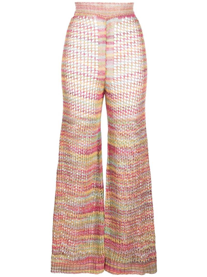 Laneus flared open-knit trousers - Pink von Laneus