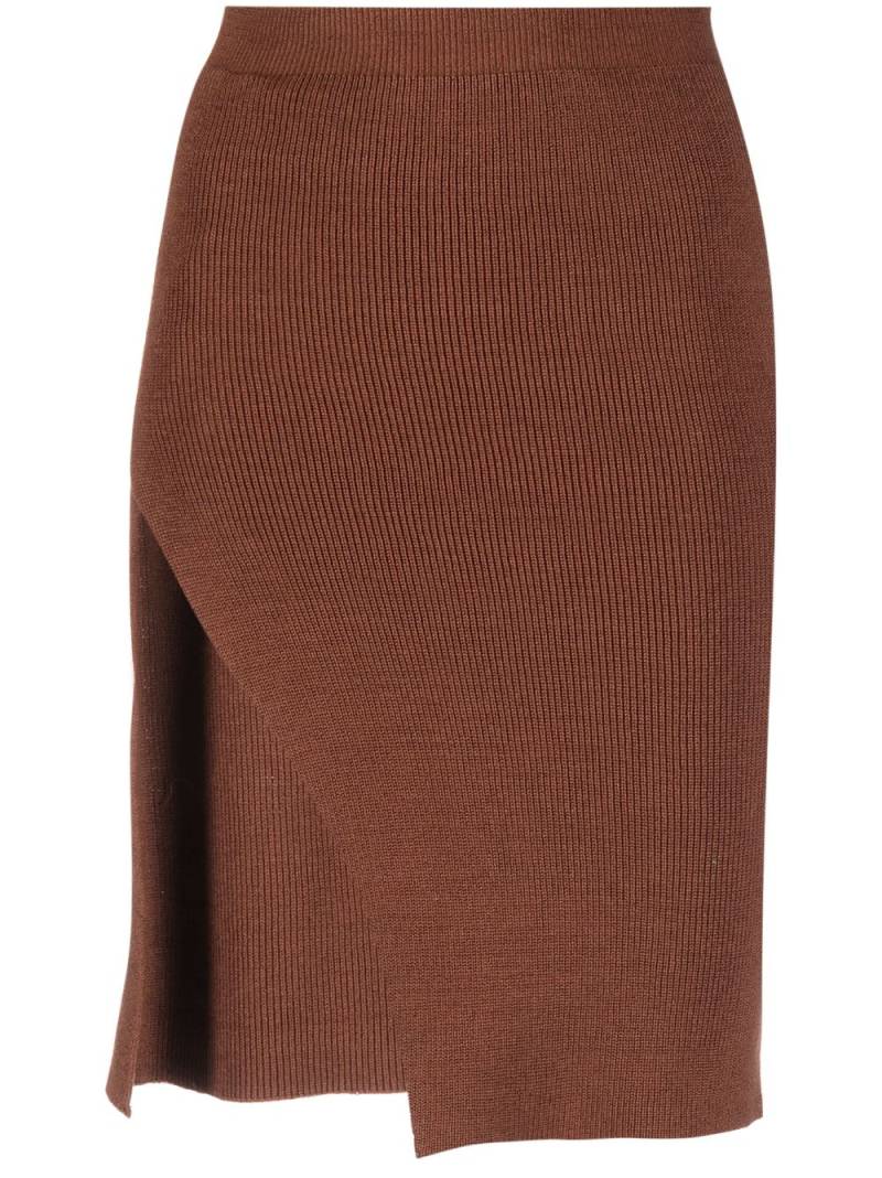 Laneus high-slit knitted skirt - Brown von Laneus