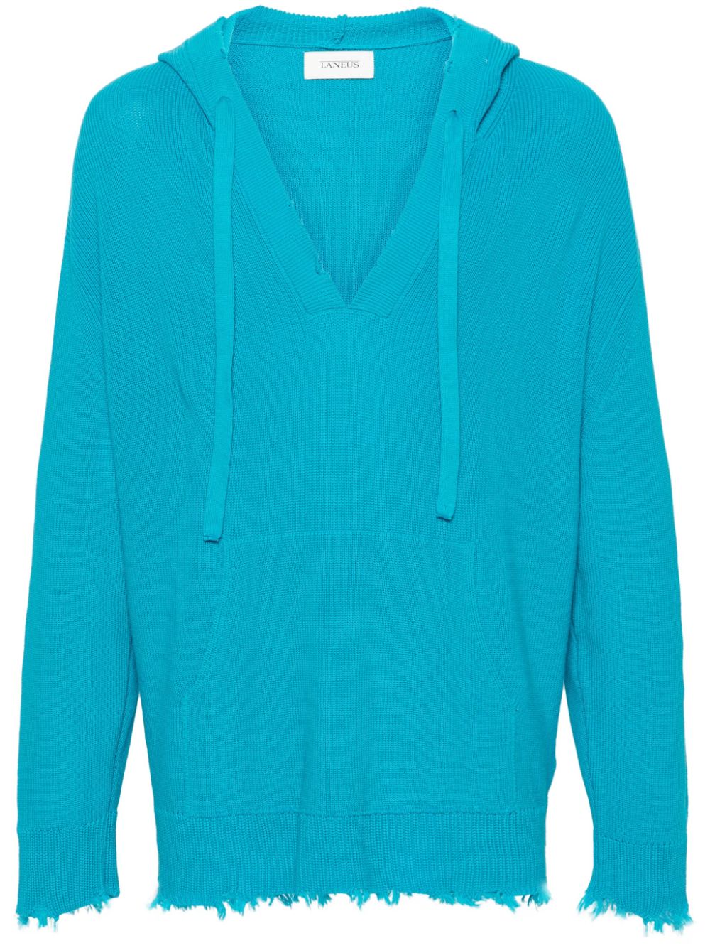 Laneus knitted cotton hoodie - Blue von Laneus