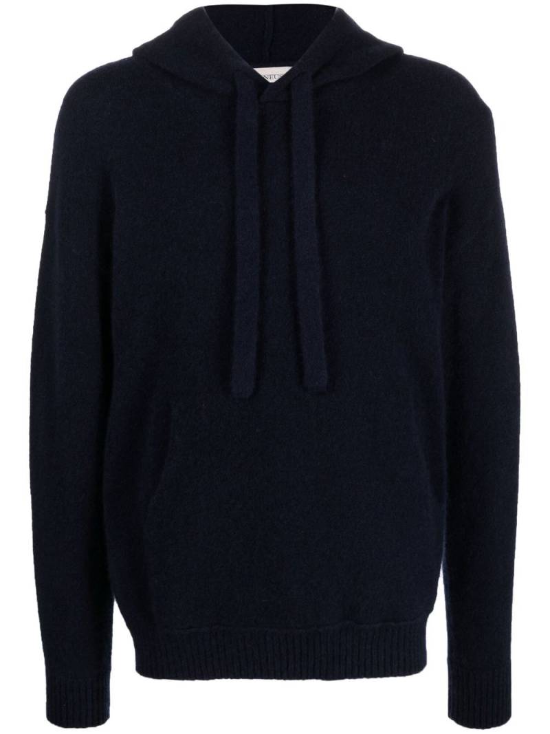 Laneus knitted ribbed-trim hoodie - Blue von Laneus