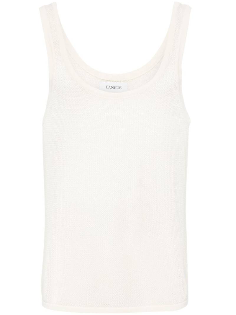 Laneus open-knit cotton tank top - Neutrals von Laneus