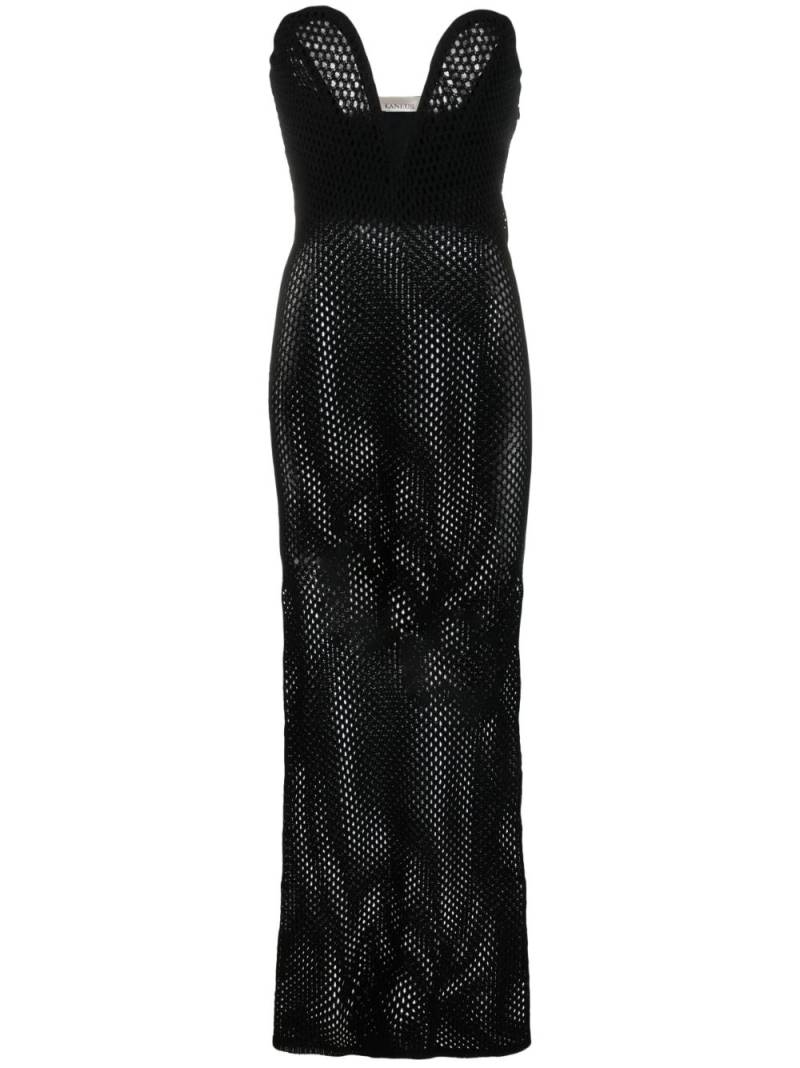 Laneus open-knit mesh maxi dress - Black von Laneus