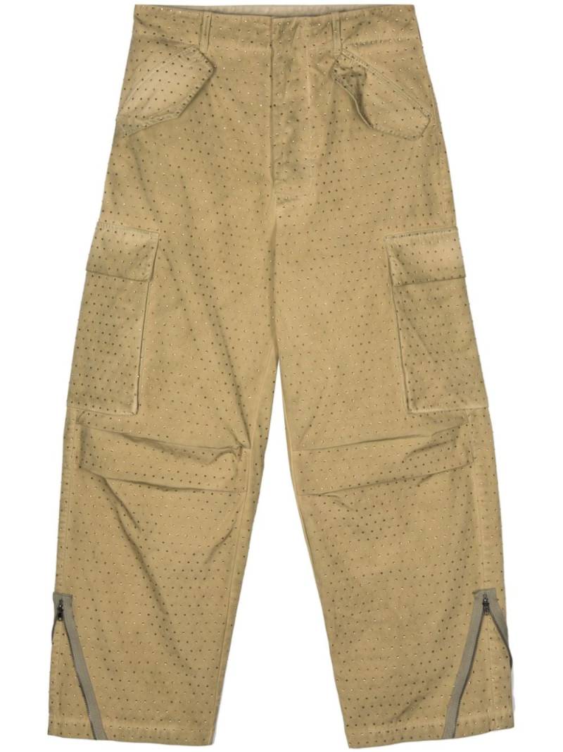 Laneus rhinestone-embellished cargo pants - Green von Laneus