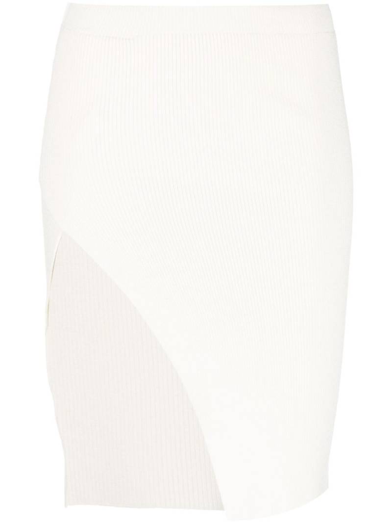 Laneus ribbed-knit asymmetric midi skirt - White von Laneus