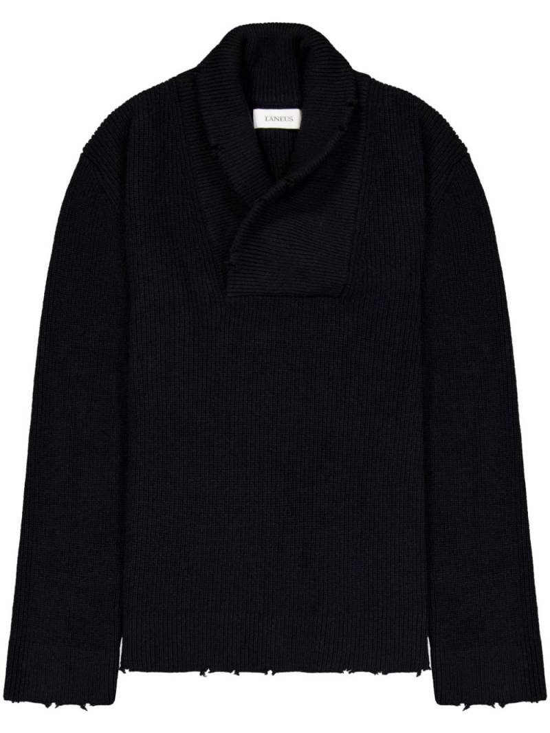 Laneus shawl-collar jumper - Black von Laneus