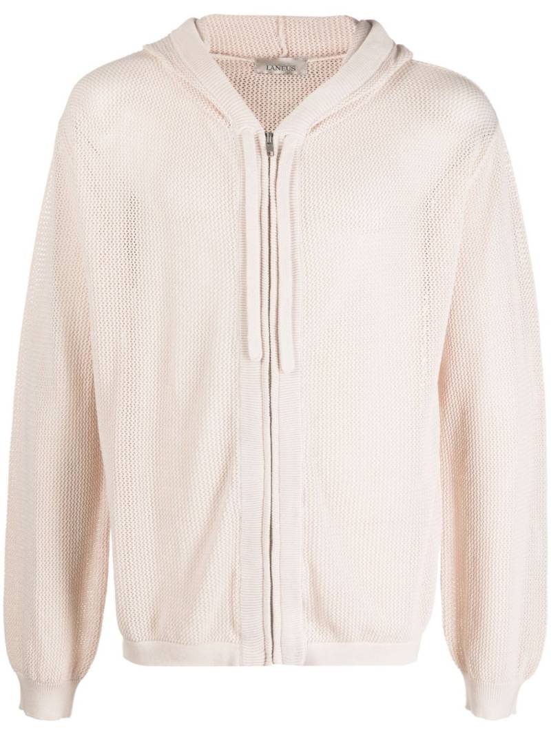 Laneus zip-up hooded cardigan - Neutrals von Laneus