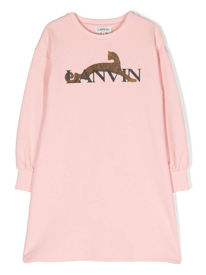 Lanvin Enfant Cat glitter logo-print jumper dress - Pink von Lanvin Enfant