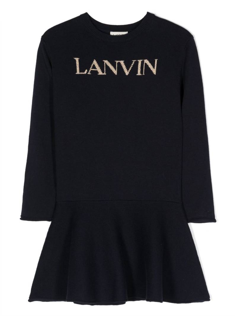 Lanvin Enfant intarsia-logo fine-knit dress - Blue von Lanvin Enfant