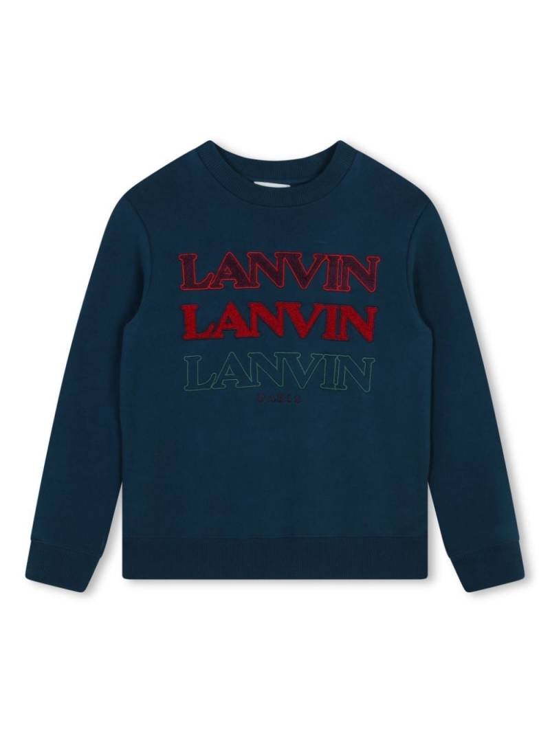 Lanvin Enfant logo-embroidered cotton sweatshirt - Blue von Lanvin Enfant