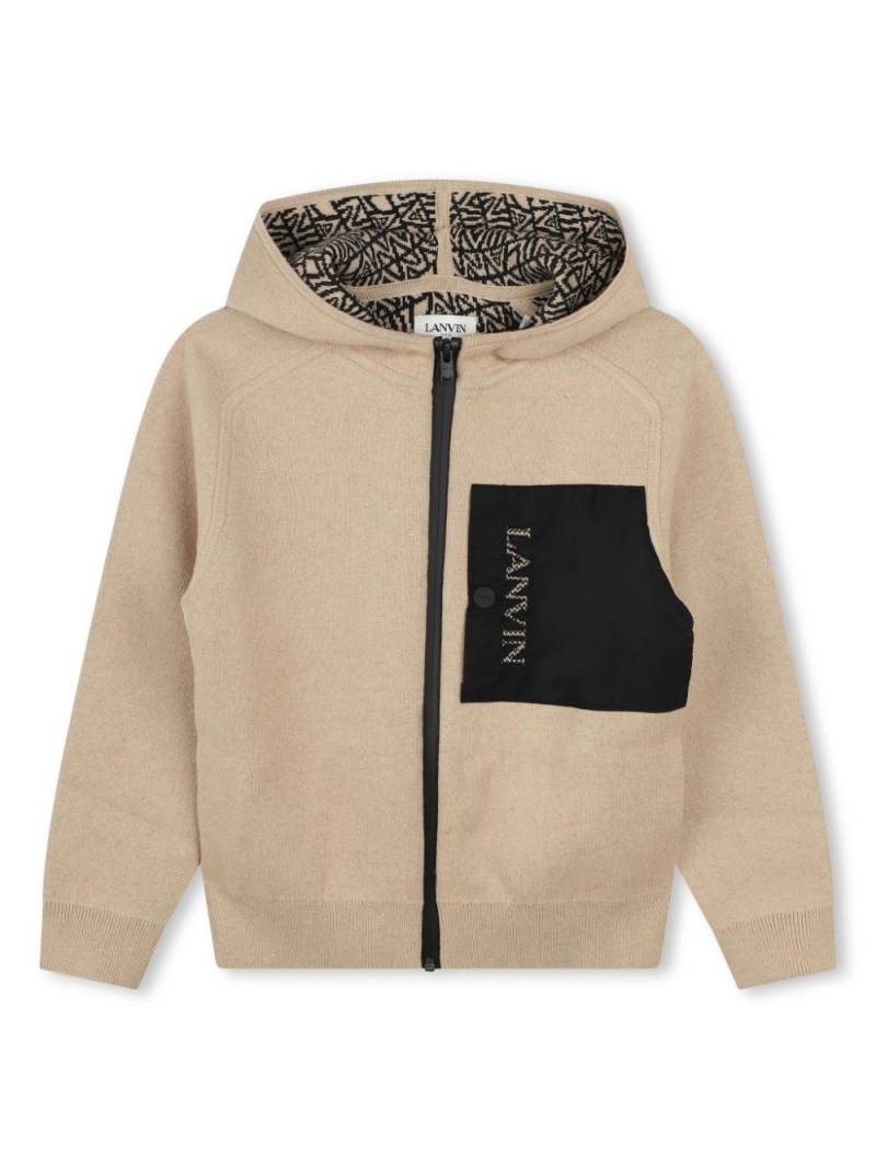 Lanvin Enfant logo-embroidered zip-up hoodie - Neutrals von Lanvin Enfant