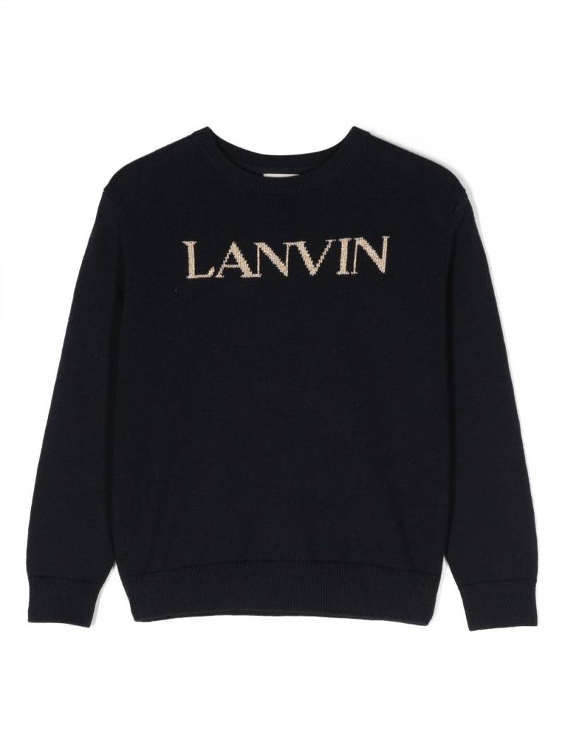 Lanvin Enfant logo-intarsia knit jumper - Blue von Lanvin Enfant