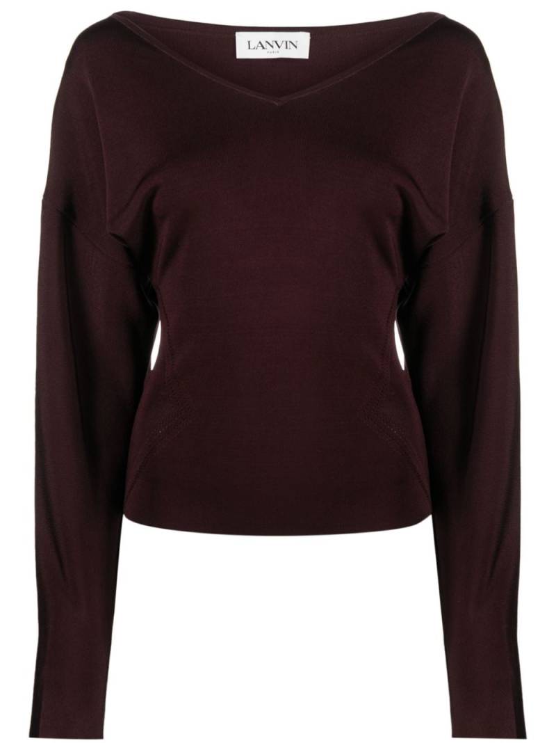 Lanvin V-neck ribbed-knit jumper - Red von Lanvin