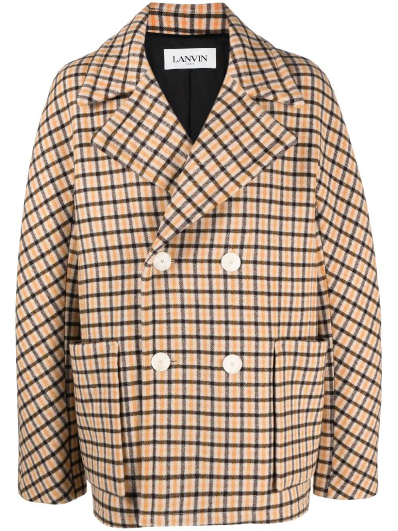 Lanvin check-pattern virgin-wool peacoat - Neutrals von Lanvin