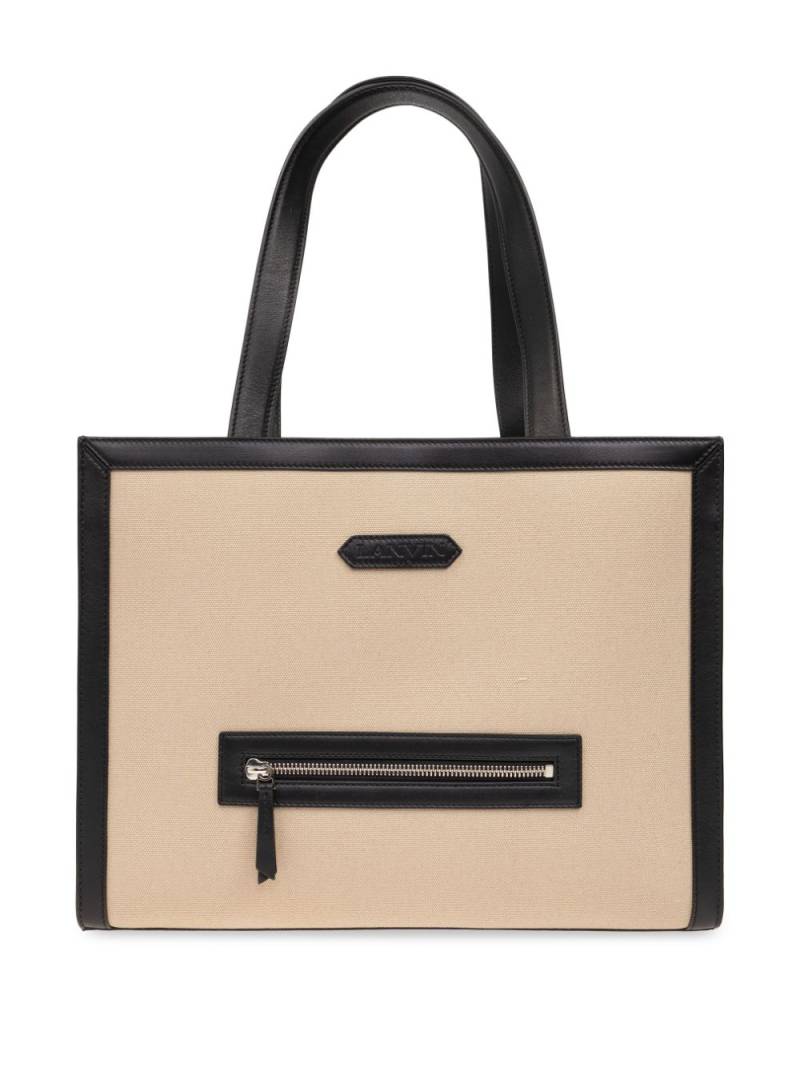 Lanvin contrasting-trim cotton tote bag - Neutrals von Lanvin