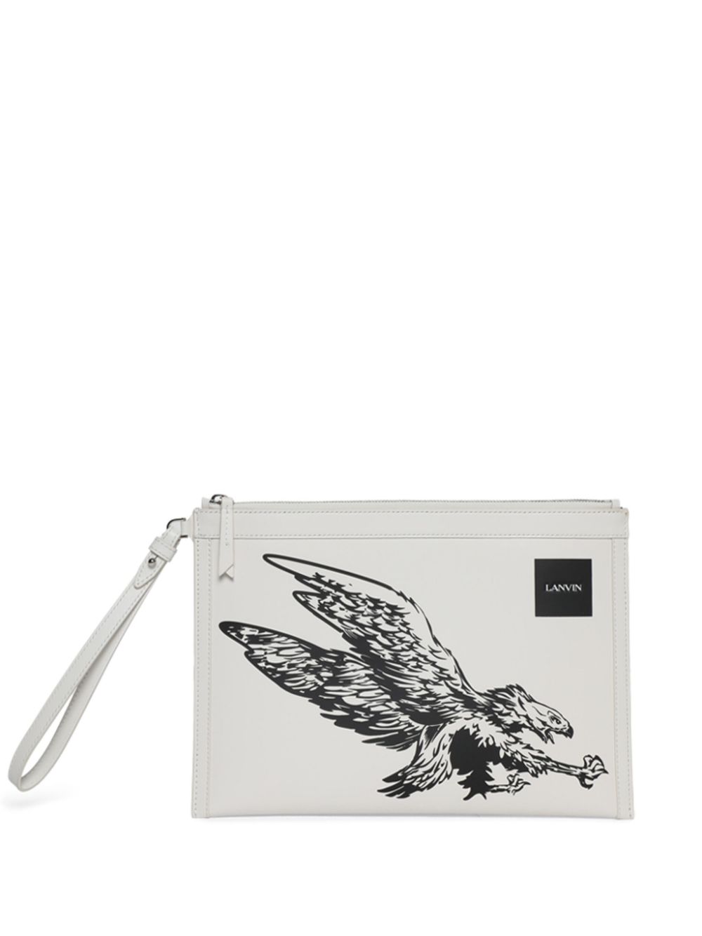 Lanvin eagle-print leather clutch bag - White von Lanvin