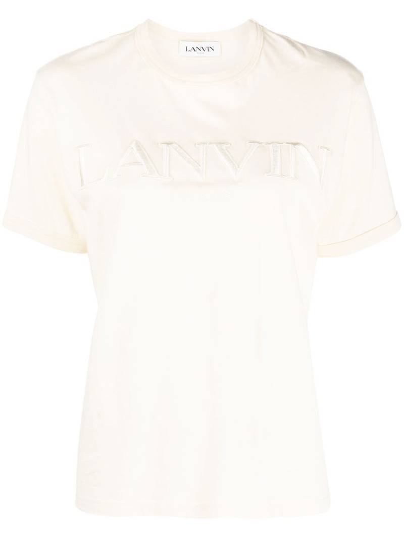 Lanvin embroidered-logo cotton T-Shirt - Neutrals von Lanvin