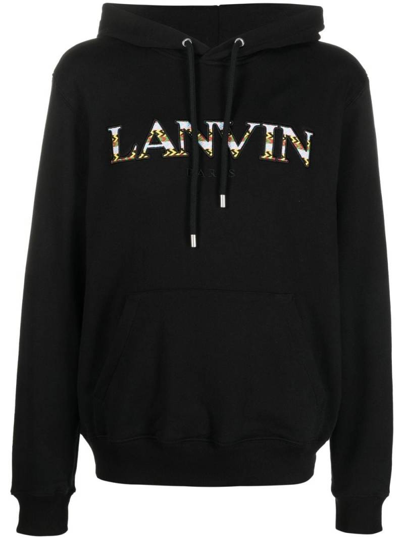 Lanvin embroidered-logo pouch-pocket hoodie - Black von Lanvin