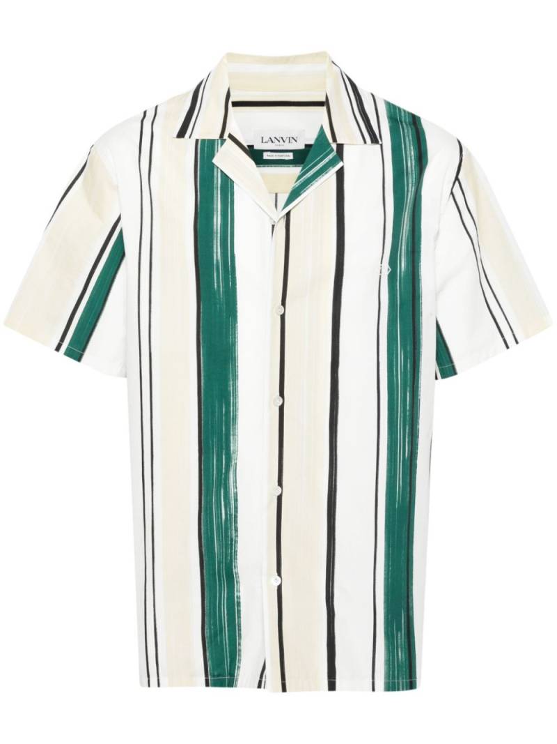 Lanvin embroidered-logo striped shirt - Green von Lanvin