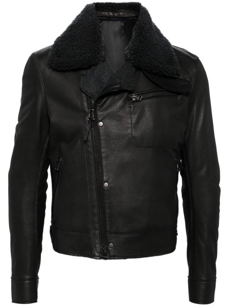 Lanvin shearling-collar leather jacket - Black von Lanvin