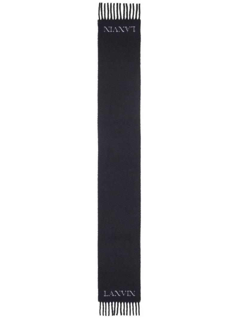 Lanvin jacquard logo motif fringed scarf - Black von Lanvin