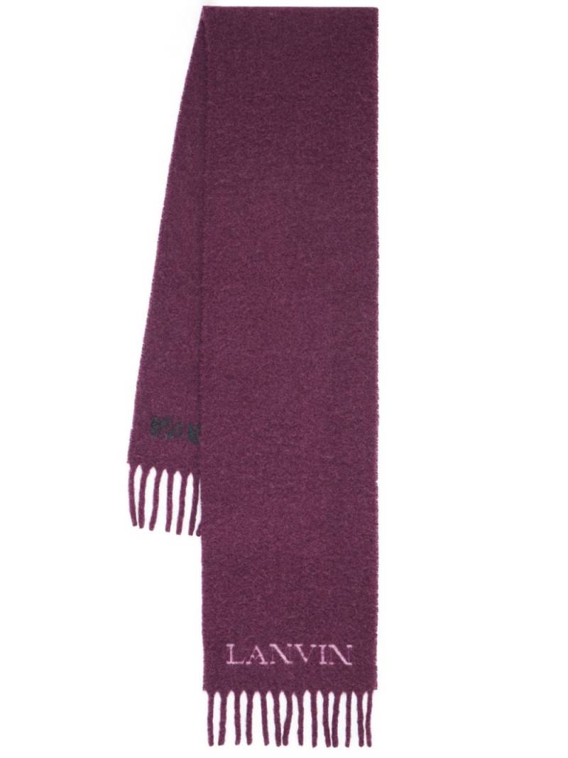 Lanvin jacquard logo motif fringed scarf - Purple von Lanvin