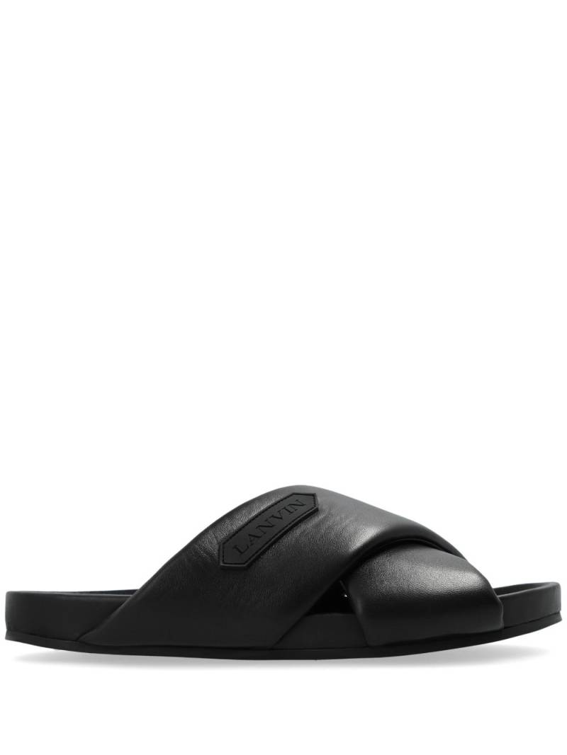 Lanvin logo-appliqué crossover leather slides - Black von Lanvin