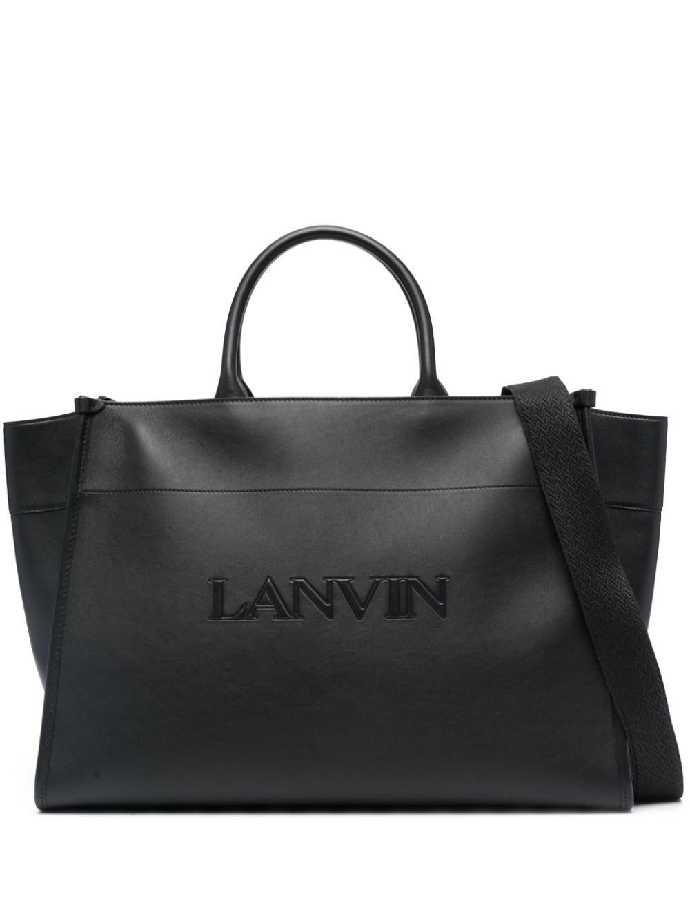 Lanvin logo-embossed leather tote bag - Black von Lanvin