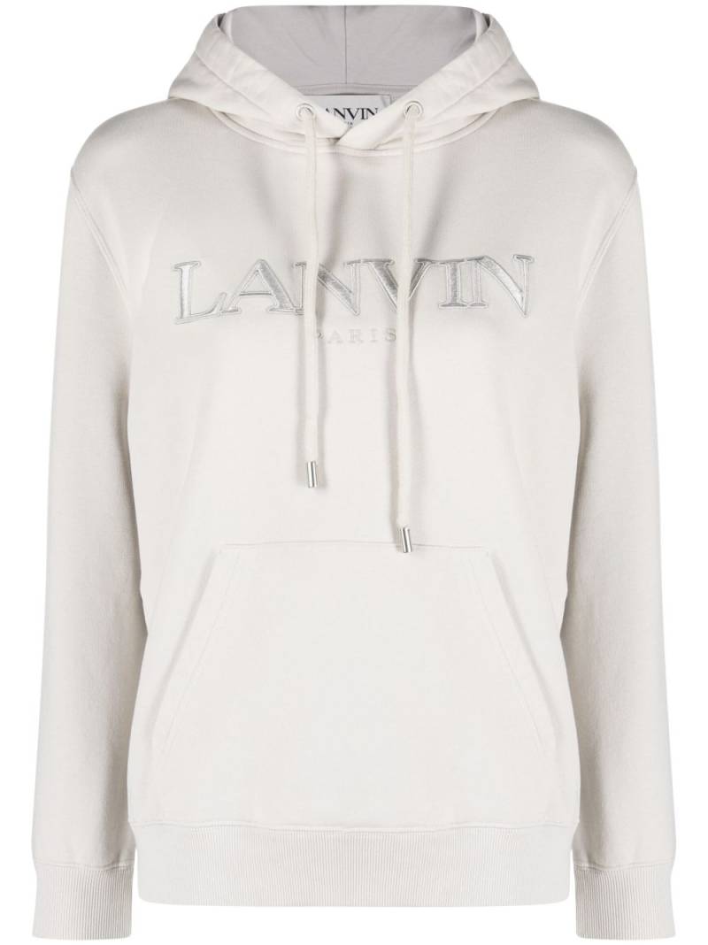 Lanvin logo-embroidered cotton hoodie - Neutrals von Lanvin