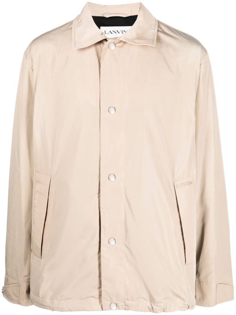 Lanvin logo-embroidered shirt jacket - Neutrals von Lanvin