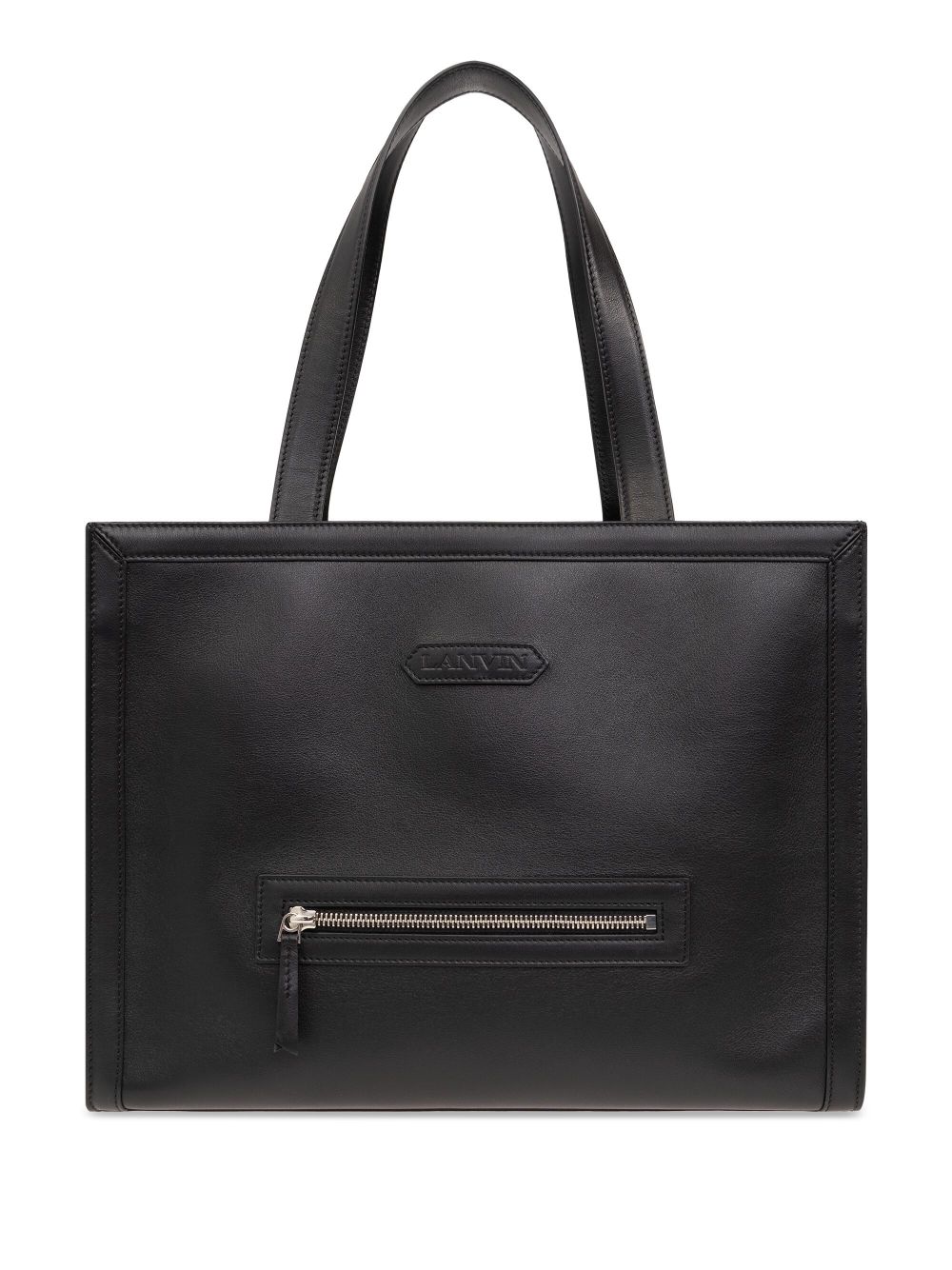 Lanvin logo-patch leather tote bag - Black von Lanvin