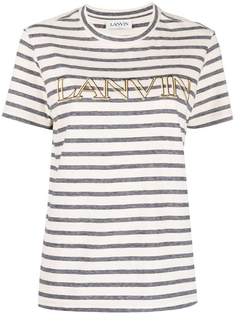 Lanvin logo-print striped T-shirt - Neutrals von Lanvin