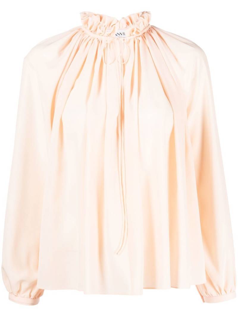 Lanvin pleated-neckline silk blouse - Orange von Lanvin